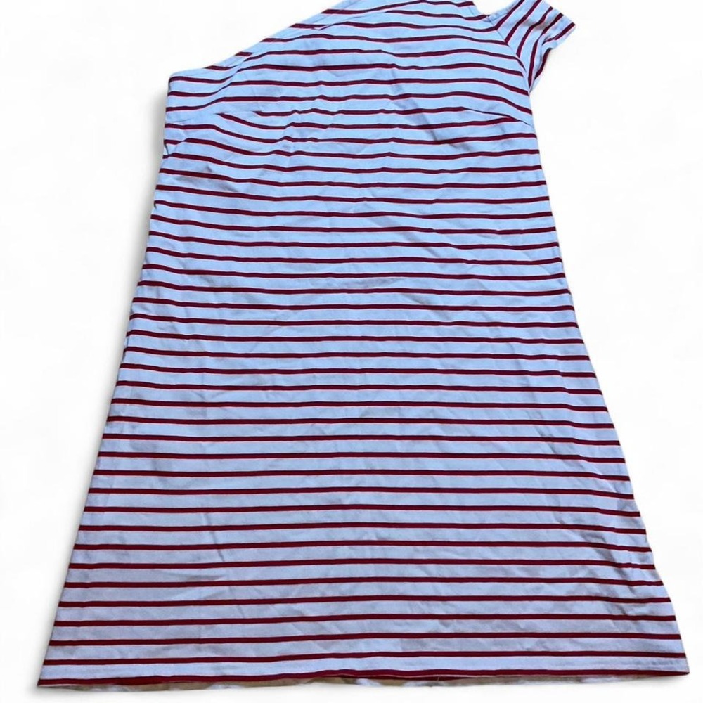 Mauve‎ one shoulder nautical strip dress